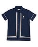 US Polo Assn  Cotton Knit Half Sleeves Solid Colour Shirt - Navy Blue