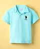 US Polo Assn Cotton Knit Half Sleeves Solid Color Polo T-Shirt - Aqua Blue