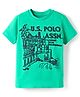 US Polo Assn Cotton Knit Half Sleeves T-Shirt With Brand Logo & Buliding Print - Light Green