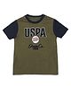 US Polo Assn Cotton Knit Half Sleeves T-Shirt with Brand Logo Print - Olive Green