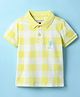 US Polo Assn Cotton Knit Half Sleeves Checkered Polo T-Shirt - Yellow