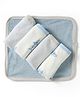 OHMS Terry Knit Wash Cloth with Shark Print Pack of 5 L 24 x B 22 cm - Light Blue & White