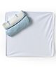 OHMS Terry Knit Wash Cloth with Shark Print & Solid Pack of 3 L 24.5 x B 22.5 cm - Light Blue & White