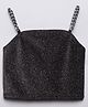 Taffykids Lurex Sleeveless Chain Strap Detailed Shimmered Crop Top - Black & Green