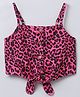 Taffykids Linen Sleeveless Leopard Printed Crop Top - Black & Pink