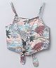 Taffykids Linen Sleeveless Tropical Theme Printed Crop Top - Peach & Multi Colour