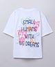 Taffykids 100% Cotton Half Sleeves Grafitti Style Butterfly Printed Oversized Tee - White & Multi Colour