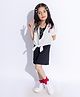 Taffykids Cotton Solid Dress With Half Sleeves Floral Printed Shirt - Black & White