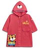 Babyhug Full Sleeves Hooded Raincoat With Tiger Print - Red