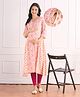 Bella Mama Woven Three Fourth Sleeves With Contrast Yoke Maternity Kurta with Floral Print - Pink