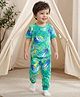 Babyhug Cotton Knit Half Sleeves Co-Ord Night Suit With Dolphin & Leaf Print - Green