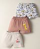 OHMS Single Jersey Above Knee Length Shorts With Vehicle Print Pack Of 3 - White Cream & Rose Gold