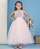 Toy Balloon Kids Sleeveless Floral Applique Detailed Sequins Embellished Gown - Peach