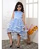 Toy Balloon Kids Net Sleeveless Bow Applique Detailed Layered High Low Dress - Sky Blue