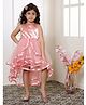 Toy Balloon Kids Net Sleeveless Bow Applique Detailed Layered High Low Dress - Peach
