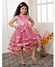 Toy Balloon Kids Net Sleeveless Bow Applique Detailed Layered High Low Dress - Rose Pink