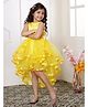 Toy Balloon Kids Net Sleeveless Bow Applique Detailed Layered High Low Dress - Yellow