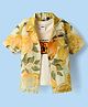 Ruff Poplin Woven Halfsleeves Tropical Theme Printed Shirt With T-Shirt - Orange