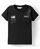 Ruff Knit Half Sleeves T-Shirt With  Urban Patrol Text Print - Black