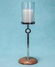 Ireka Homes Aurora Acacia Wood T-Light Holder with Metal Stand & Glass