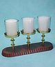 Ireka Homes Glowry Acacia Wood T-Light Holder with Metal Stand & Glass