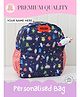 Rosada Height 13 Inches Space DIY Personalised Kids Backpack | Waterproof | Free Alphabet Name Kit & Matching Keychain | For School & Travel | Navy Blue - Large