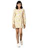 Under Fourteen Only Cotton Full Puffed Sleeves Floral Printed Dress - White
