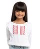 Under Fourteen Only Rayon Full Sleeves Abstract Embroidered Frill Detailed Top - White