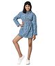 Under Fourteen Only Cotton Full Sleeves Floral Printed Smocked Dress - Blue