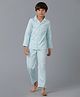 Under Fourteen Only Cotton Woven Full Sleeves Solid Coordinating Night Suit Set - Light Blue