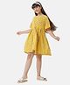 Under Fourteen Only Rayon Half Flared Sleeves Floral Printed Dress - Yellow