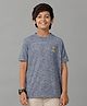 Under Fourteen Only Half Sleeves Be Strong Text Printed Tee - Navy Blue