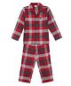 Under Fourteen Only Cotton Knit Full Sleeves Checked Coordinating Night Suit Set - Red & Grey