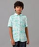 Under Fourteen Only Rayon Woven Half Sleeves Music Theme Printed Shirt - Blue
