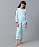 Under Fourteen Only Cotton Woven Full Sleeves Striped Coordinating Night Suit Set - Blue