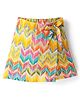 CrayonFlakes Rayon Chevron Designed Ikat Printed Bow Applique Detailed Skort - Yellow