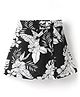 CrayonFlakes Rayon Floral Printed Bow Applique Detailed Skort - Black