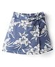 CrayonFlakes Rayon Floral Printed Bow Applique Detailed Skort - Blue