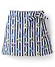 CrayonFlakes Cotton Woven Striped & Bows Printed Skort - Off White & Blue