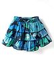 CrayonFlakes Rayon Woven Abstract Printed Layered Skirt - Blue