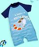Kiddopanti Half Raglan Sleeves Dolphin Printed Swimsuit - Royal Blue