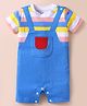 Mark & Mia Cotton Knit Half Sleeves Striped Romper with Polka Dots Print - Blue