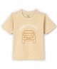 Funkrafts Premium Knitted Cotton Half Sleeves Car Printed Tee - Beige