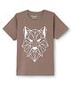 Funkrafts Premium Knitted Cotton Half Sleeves Tiger Printed Tee - Brown
