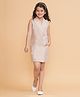 Piccolo Cotton Sleeveless Solid Blazer Style Dress - Beige
