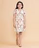 Piccolo Cotton Half Sleeves Floral Printed Dress - Cream