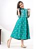 FlyFinns Rayon Floral Printed Anarkali Kurta With Three Fourth Sleeves Jacket - Blue
