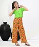 FlyFinns Cotton Half Sleeves Solid Shirt Style Top & Abstract Printed Pant Set - Multi Colour
