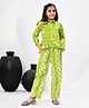 FlyFinns Kids Cotton Three Fourth Sleeves Floral Printed Shirt Style Top & Pant Set - Green