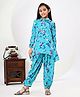 FlyFinns Blended Full Sleeves Floral Printed Top With Coordinating Pant Set - Green